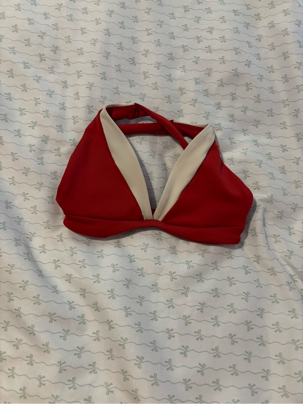Red and Cream Halter sports bra  Top Tiger Friday
